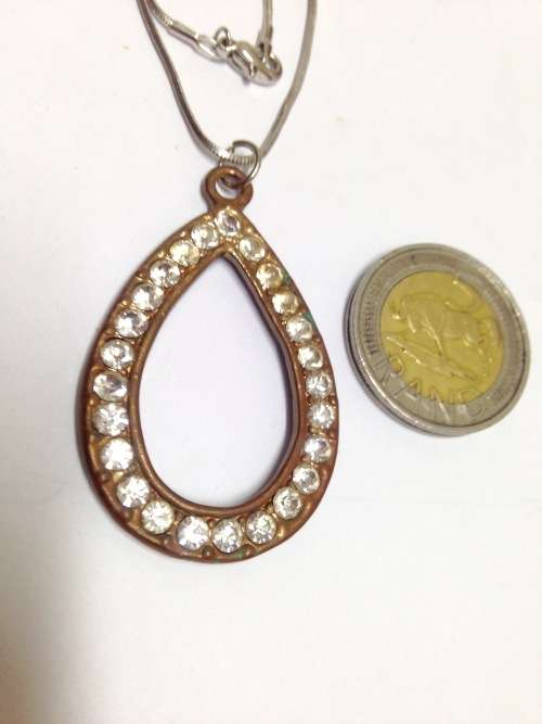 Necklace - Pendant crystals on chain gold tone metal LOOK At All My BUY NOW listings NO WAITING