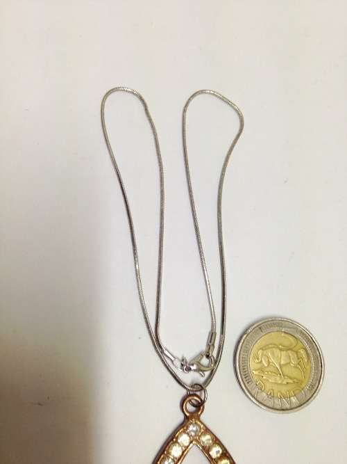 Necklace - Pendant crystals on chain gold tone metal LOOK At All My BUY NOW listings NO WAITING
