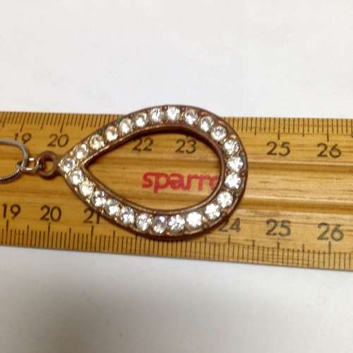 Necklace - Pendant crystals on chain gold tone metal LOOK At All My BUY NOW listings NO WAITING