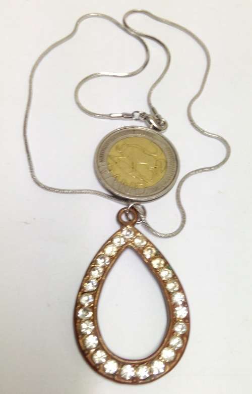 Necklace - Pendant crystals on chain gold tone metal LOOK At All My BUY NOW listings NO WAITING