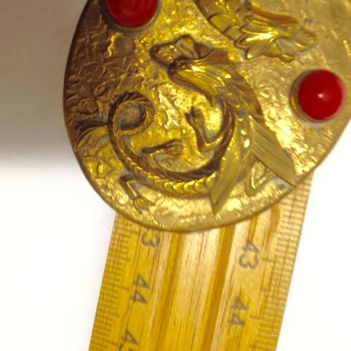 Necklace - Pendant Oriental DRAGONS - YING+YANG -BRASS- Red Cabochons + Chain gold Tone