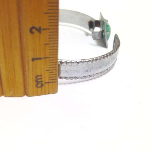 Bangle Silver Tone Metal Green stone composite Look at My BUY NOW listings NO WAITING