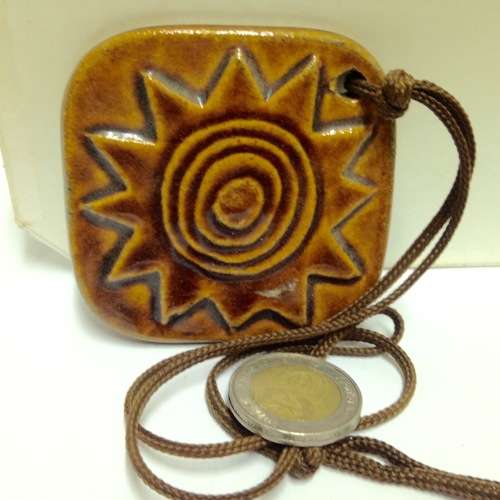 Necklace - PENDANT Sunburst hippie ceramic LOOK At My BUY NOW LISTINGS NO WAITING unisex