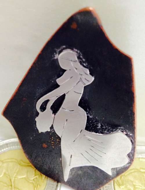 Silver stamped 750 signed J.SEGAI IsraelHandmadeBroochOrPendant Niello work silverDANCER`