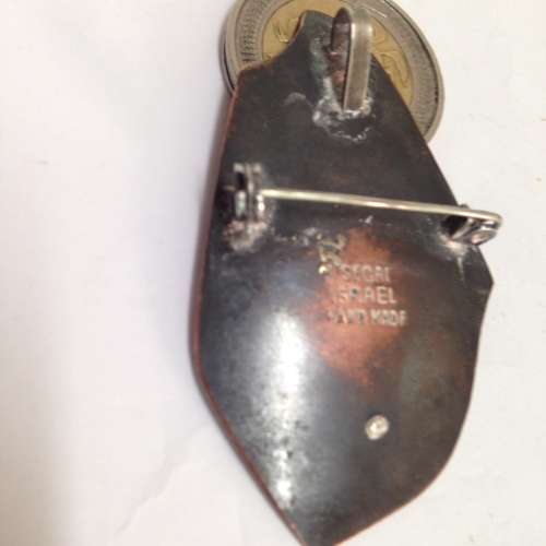 Silver stamped 750 signed J.SEGAI IsraelHandmadeBroochOrPendant Niello work silverDANCER`