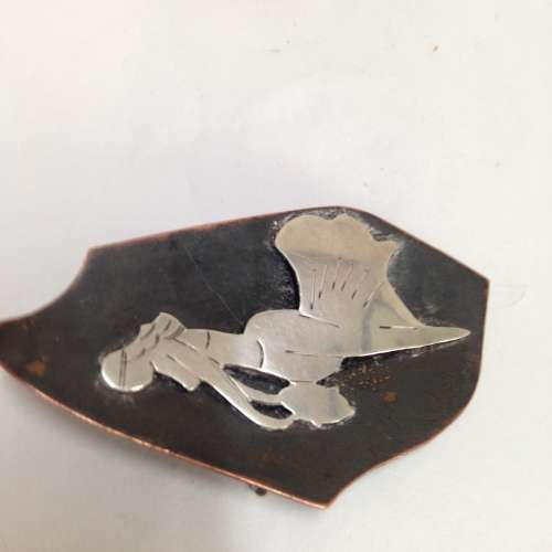 Silver stamped 750 signed J.SEGAI IsraelHandmadeBroochOrPendant Niello work silverDANCER`