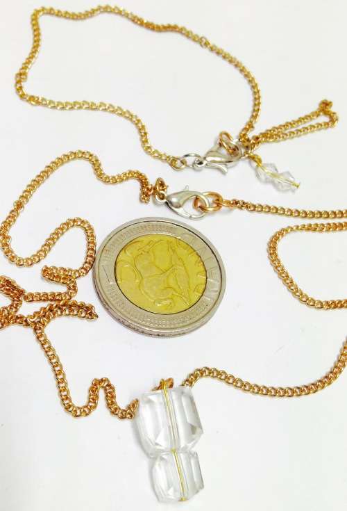 Modern Pendant on Gold tone Chain LOOK At My BUY NOW listings NO WAITING