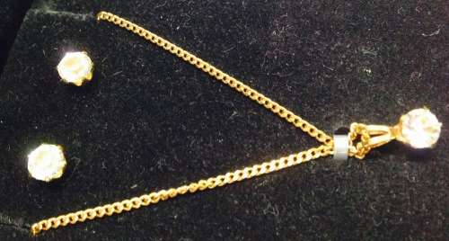 Necklace +Earrings - Set chain gold Tone metal + box Look at my Buy Now listings No Waiting