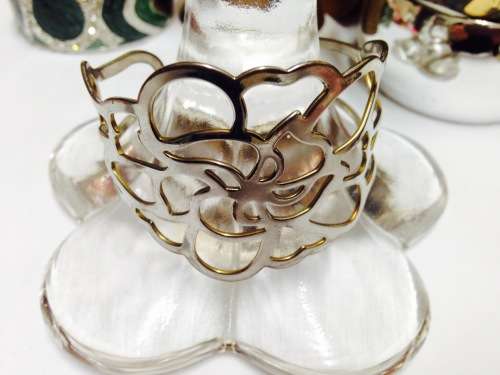 Bangle - Filigree Cut out design Silver tone metal