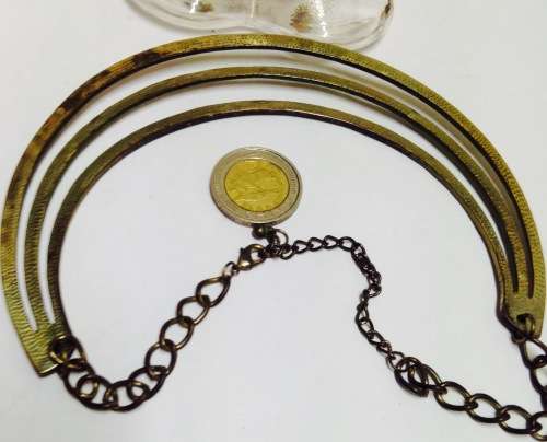 Necklace -Bi 3 horse shoe shape gold tone metal  LOOK At My BUY NOW LISTINGS NO WAITING