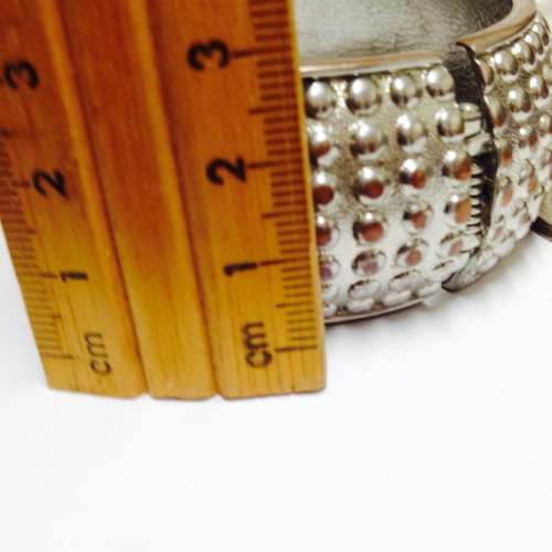 Bangle Beaded design hinged clamper Silver tone metal Look at my Buy Now listings No Waiting