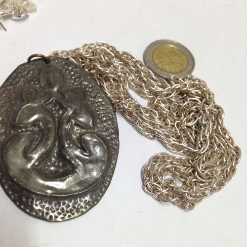 Necklace ARTs and CRAFTS ART NOUVEAU EXQUISITE-SILVER TONE METAL