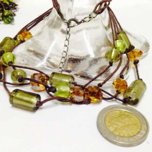 Necklace - Italian foil beads GORGEOUS Green LOOK At My BUY NOW LISTINGS NO WAITING