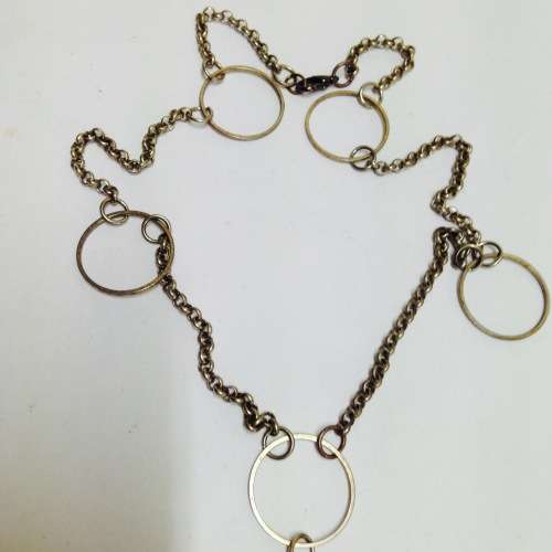 Necklace - Cross  huge central pink crystal chain silver tone has attractive decorative rings