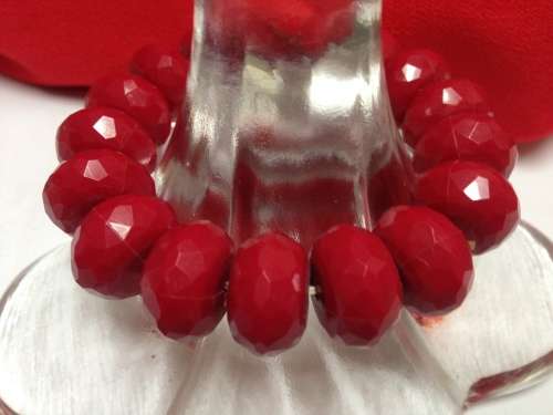 1960,s  Bracelet Red round fat synthetic beads strech elastic