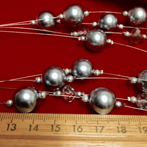 Necklace - Bib 4 srand Cut Glass Crystal Silver Acrylic Balls Silver Tone Metal