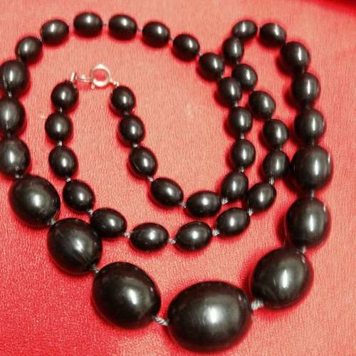 Necklace1950-60s graduating black beads Synthetic Look at my Buy Now - No Waiting