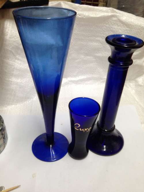 Posy Vase+ Tall Stem Glass+Candle holder Cobolt blue