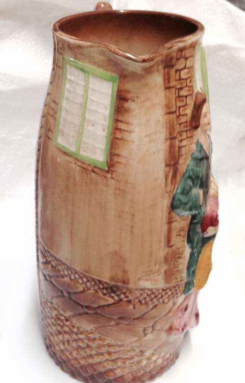 EXQUISITE *ANTIQUE C1939-1950 *BURLEIGH WARE Jug Embossed SALLY IN OUR ALLEY hairline crack inside