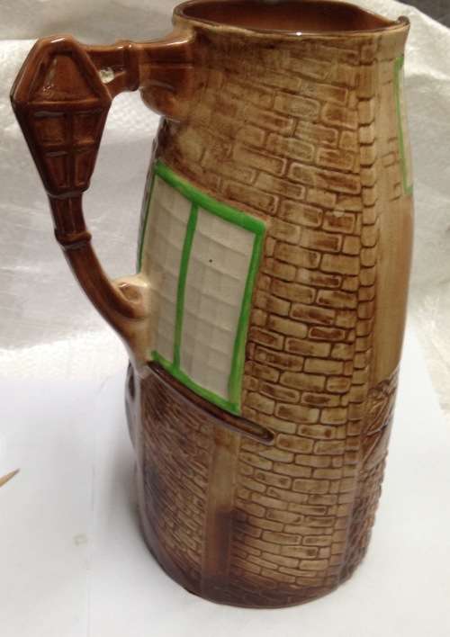 EXQUISITE *ANTIQUE C1939-1950 *BURLEIGH WARE Jug Embossed SALLY IN OUR ALLEY hairline crack inside