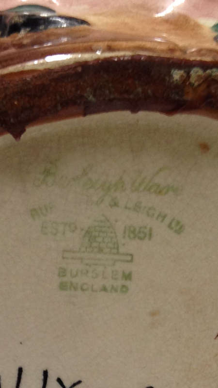 EXQUISITE *ANTIQUE C1939-1950 *BURLEIGH WARE Jug Embossed SALLY IN OUR ALLEY hairline crack inside