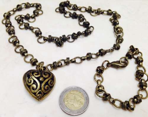 Necklace and heart pendant + Bracelet