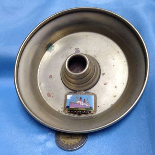shipping liner KENIL WORTH CASTLE enamel ship picture on Metal Cigar Ashtray/bowl