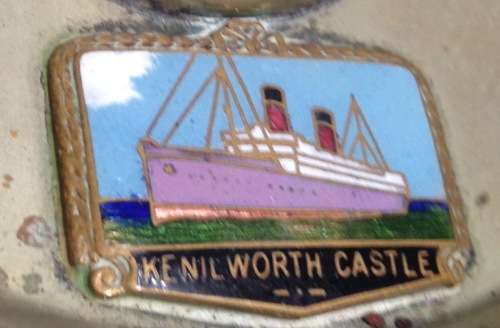 shipping liner KENIL WORTH CASTLE enamel ship picture on Metal Cigar Ashtray/bowl