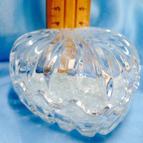Box - Trinket box Heart shape Cut Glass Lead Crystal lidded Look at my Buy Now listings No Waiting