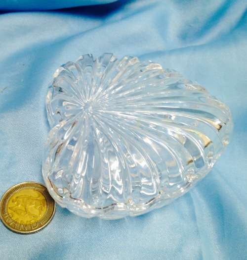 Box - Trinket box Heart shape Cut Glass Lead Crystal lidded Look at my Buy Now listings No Waiting