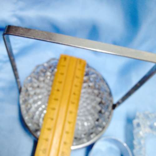 Metal Stand Dish inside + E.L. enameled Serviette Ring *G Monograme Crystal Ashtray