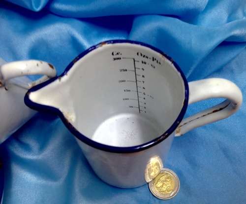 3 itemsWhite Blue Trim Bowl Funnel+graduation Mark Measure JugLOOK At My BUY NOW listings NO WAITING