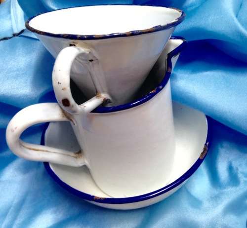 3 itemsWhite Blue Trim Bowl Funnel+graduation Mark Measure JugLOOK At My BUY NOW listings NO WAITING