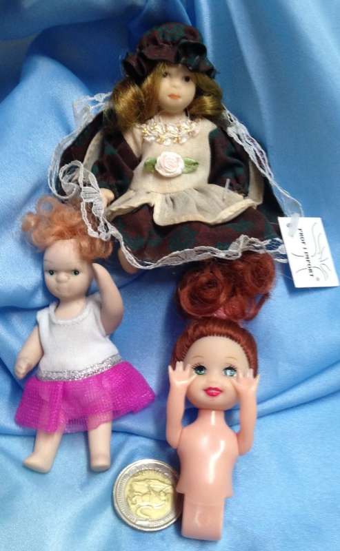 3 mix small dolls see pictures 2 porcelain 1 other