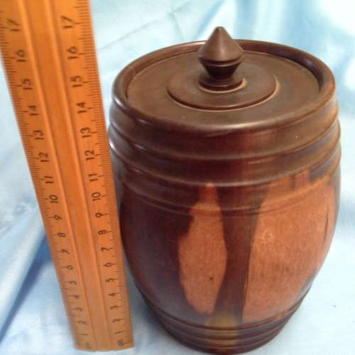 Tobacco  Jar +lid Black Wood - finial has Turned lid -  secure fit