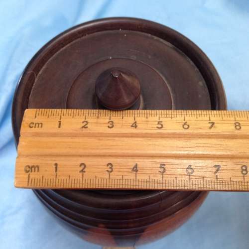Tobacco  Jar +lid Black Wood - finial has Turned lid -  secure fit