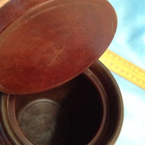 Tobacco  Jar +lid Black Wood - finial has Turned lid -  secure fit
