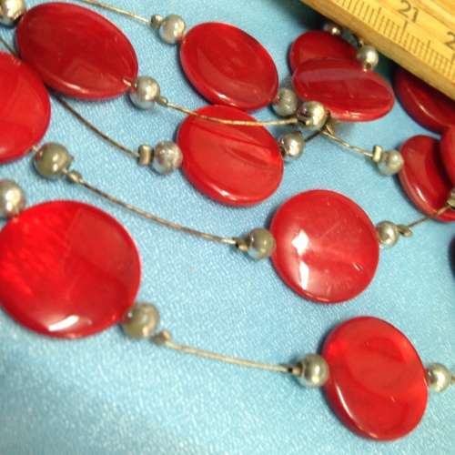 Red bead Necklace bib style LOOK At All My BUY NOW LISTINGS NO WAITING