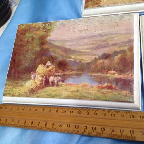 3 Block framed Decoupage pictures farming rural scenes *Gorgeous