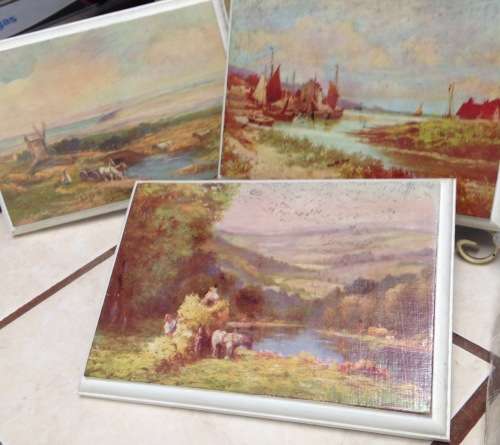 3 Block framed Decoupage pictures farming rural scenes *Gorgeous