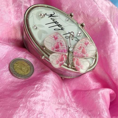 TRINKET BOX  HAPPY 18th birthday Textured GLASS Butterfly Top
