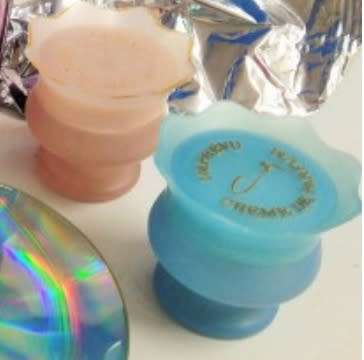 PERFUME BOTTLE Coty Cream EMPTY frosted satin glass blue + Pink