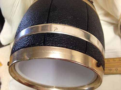 Humidor metal gold tone barrel shape with pipe lid handle