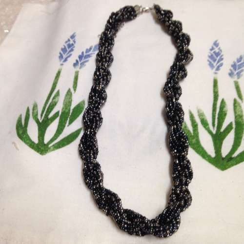 Necklace- MULTIPLE TWIST Strands Black Glass BEADS*LOOK At All My BUY NOW listings NO WAITING