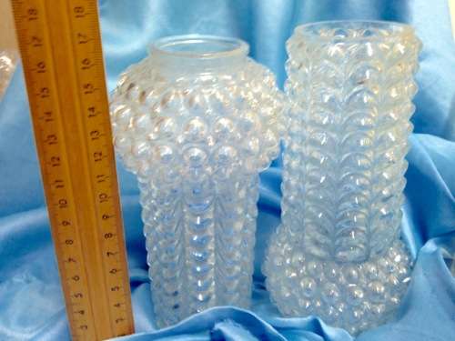 Lamp shades Glass - 2 * 1970`s  *SWEDISH THICK SOLID