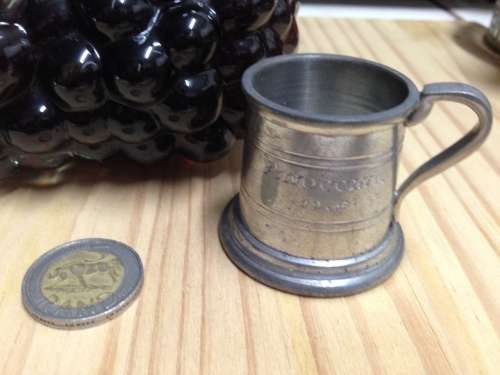 Glass Grape bottle - Sealed + Small metal cup