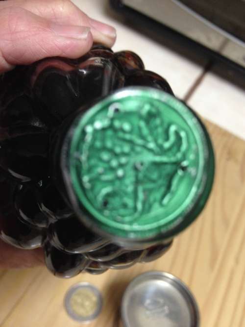 Glass Grape bottle - Sealed + Small metal cup