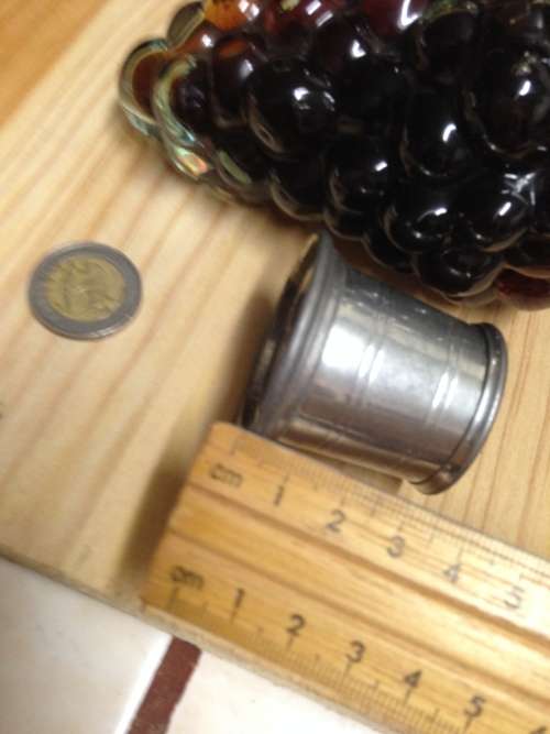 Glass Grape bottle - Sealed + Small metal cup