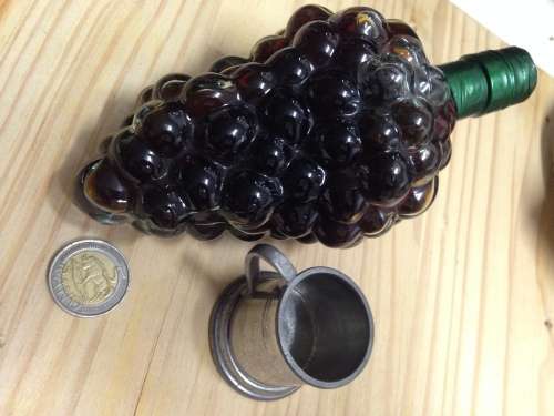 Glass Grape bottle - Sealed + Small metal cup