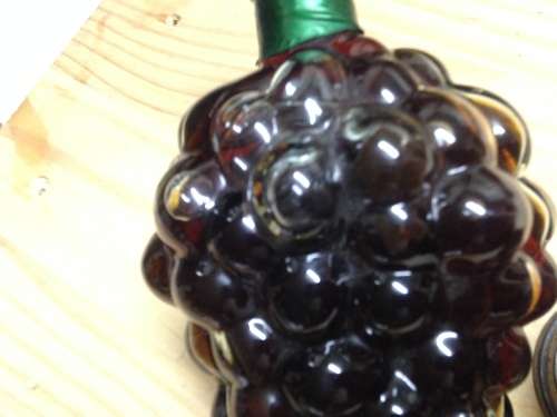 Glass Grape bottle - Sealed + Small metal cup